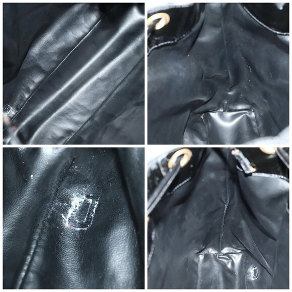 CHANEL Shoulder Bag Enamel Black Gold CC Auth - Picture 15 of 16